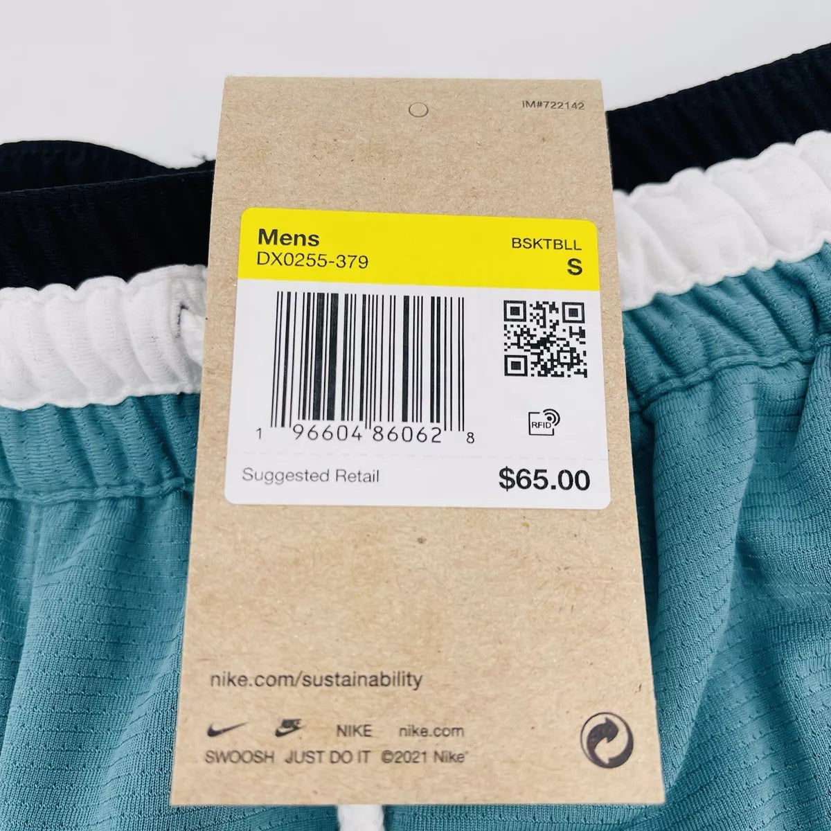 Pantalones Cortos Nike Para Hombre Pequeños Verde Azuelo DX0255-379 Dri-fit ADN Baloncesto